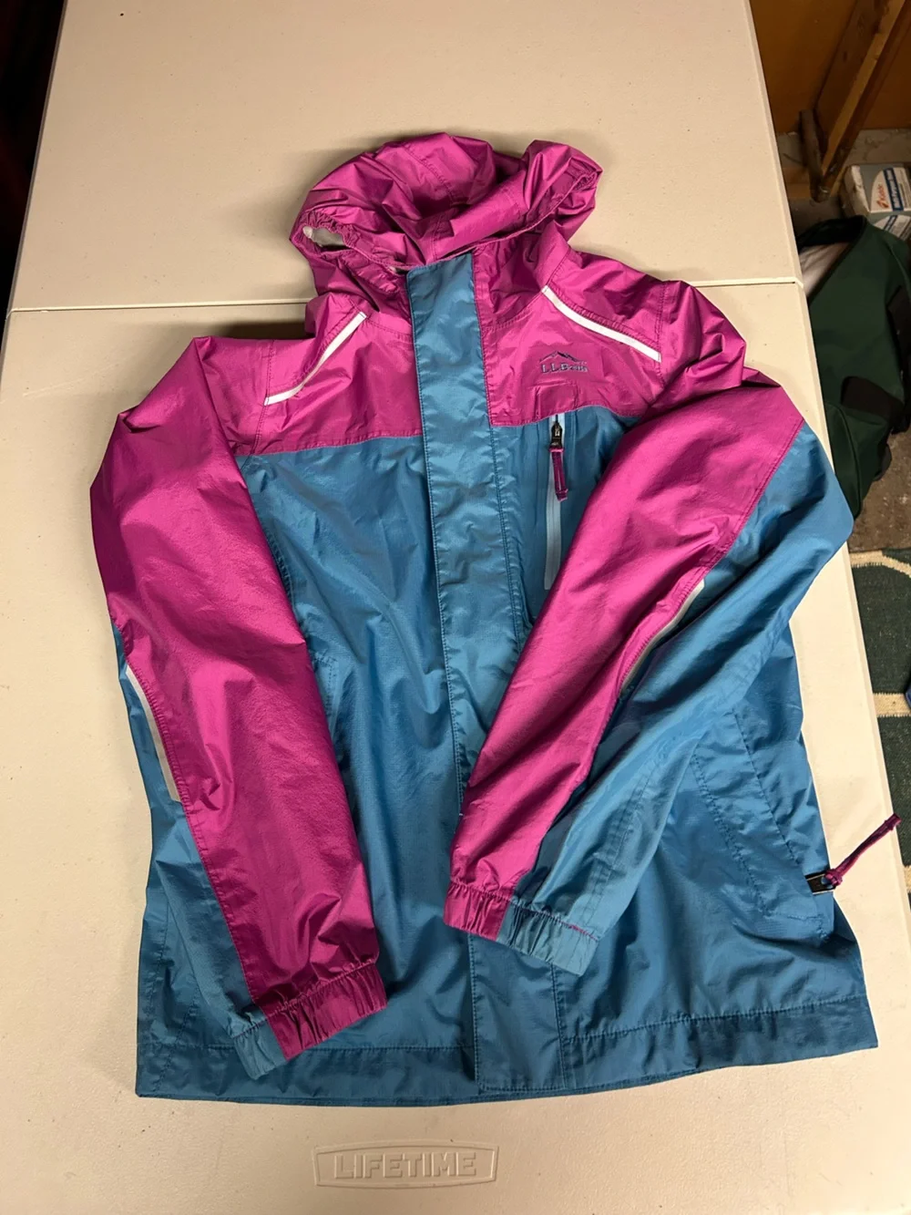 L.L.Bean - pink and blue child’s raincoat